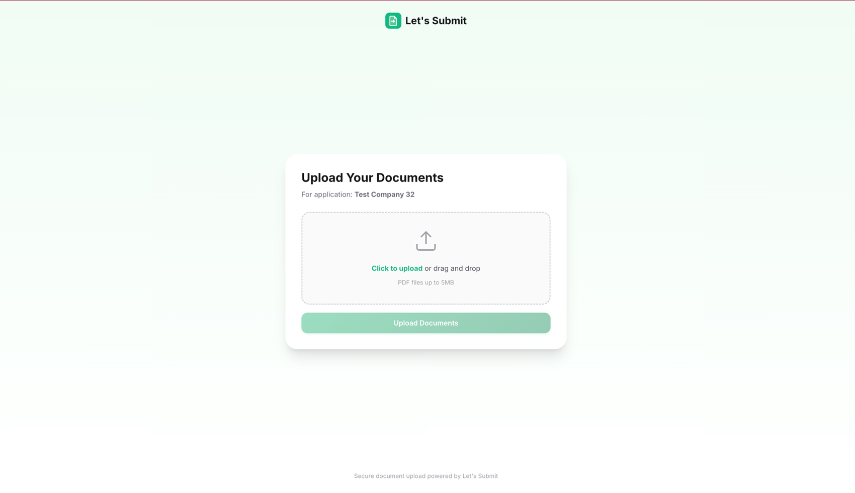 Client portal document sharing page